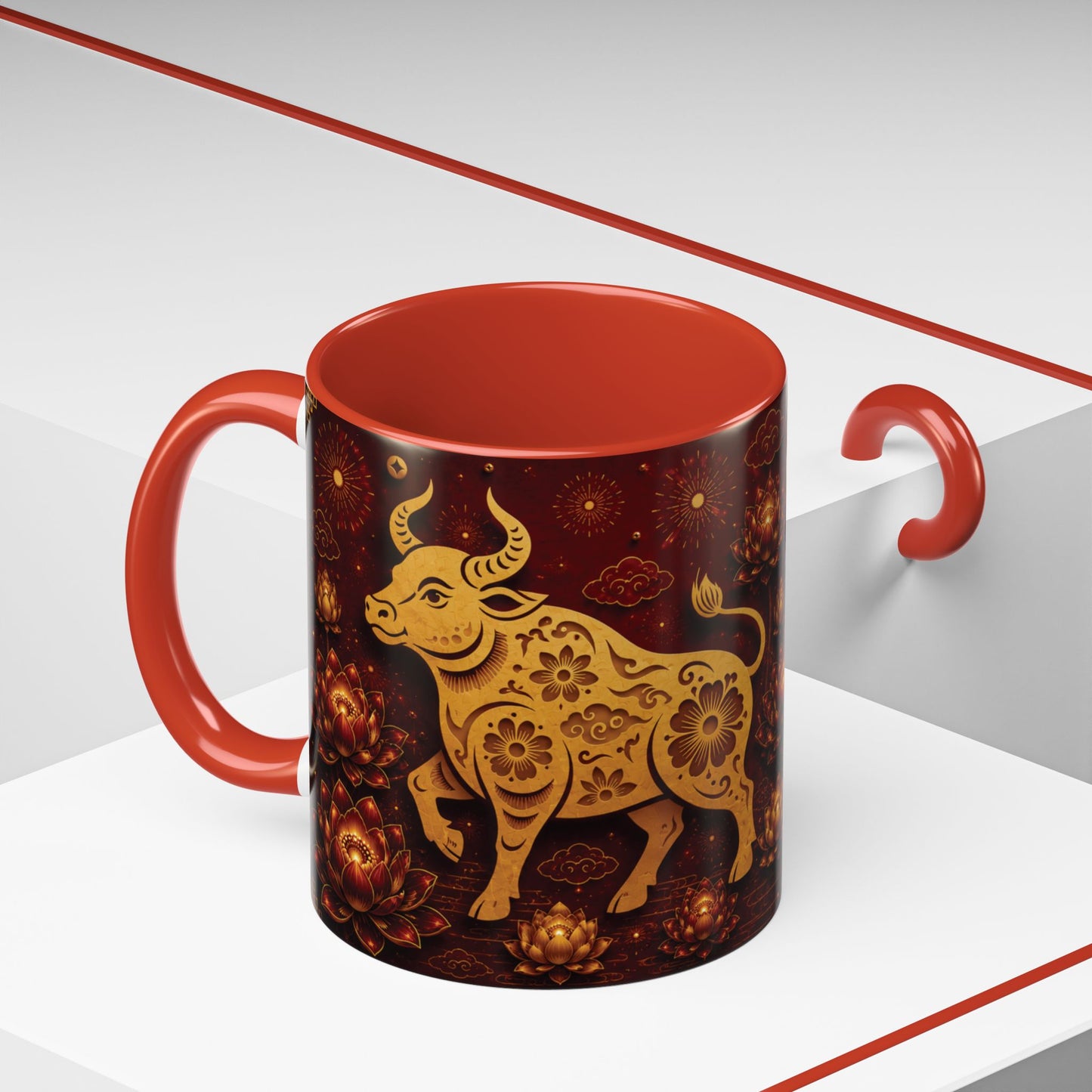 Ox Zodiac Coffee Mug — Chinese New Year Accent Mug (Ox Years, Reliable • Grounded)