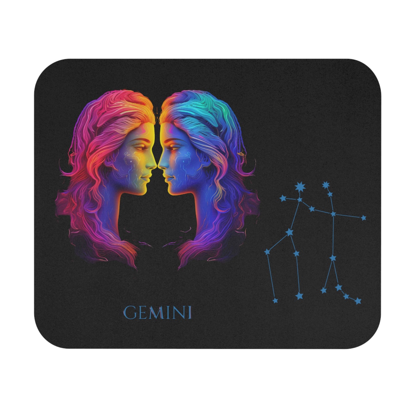 Gemini Zodiac Mouse Pad – Cosmic Twin Energy Art & Constellation Design