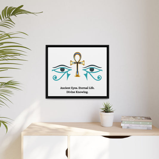 Eternal Sight Wall Art – Eye of Horus, Eye of Ra & Ankh Sacred Geometry Canvas (Framed) 24x20- Horizontal