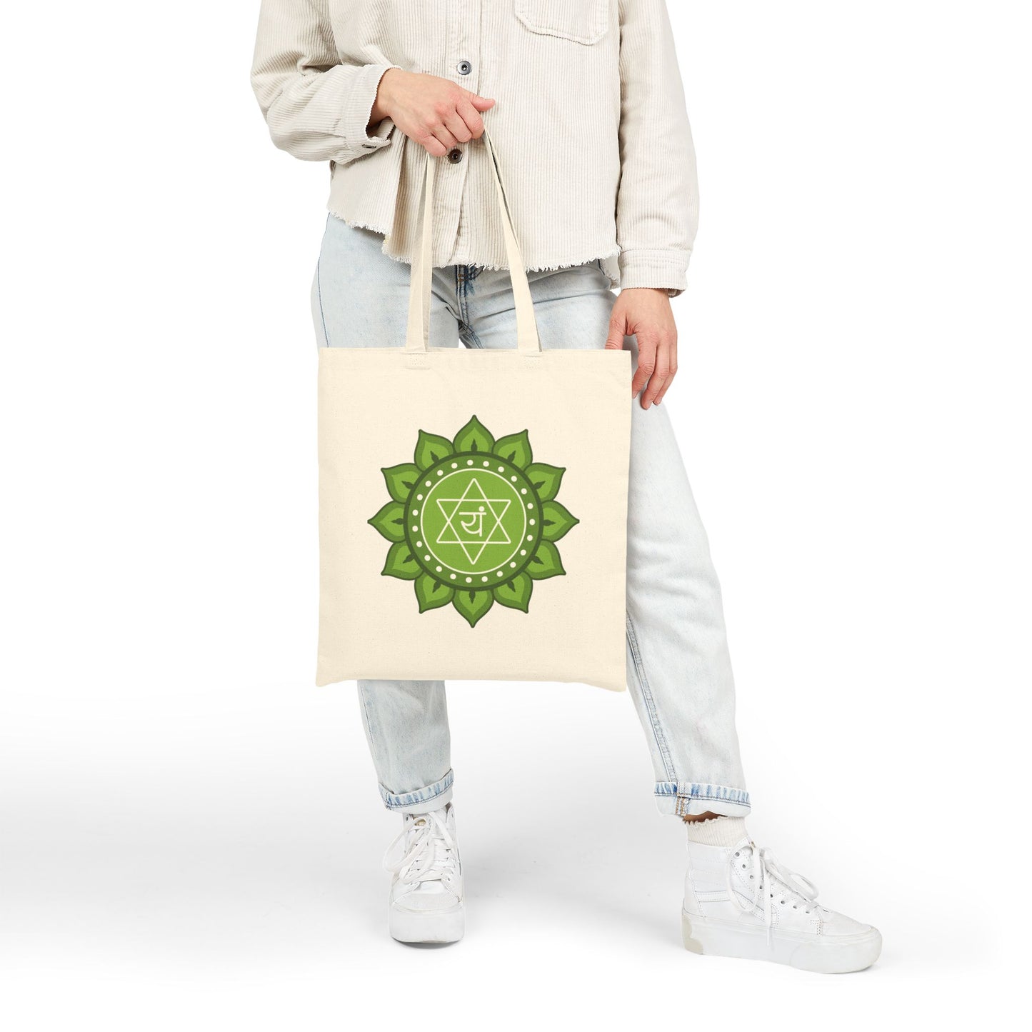 Heart Chakra Cotton Canvas Tote – “I Am Open to Love”