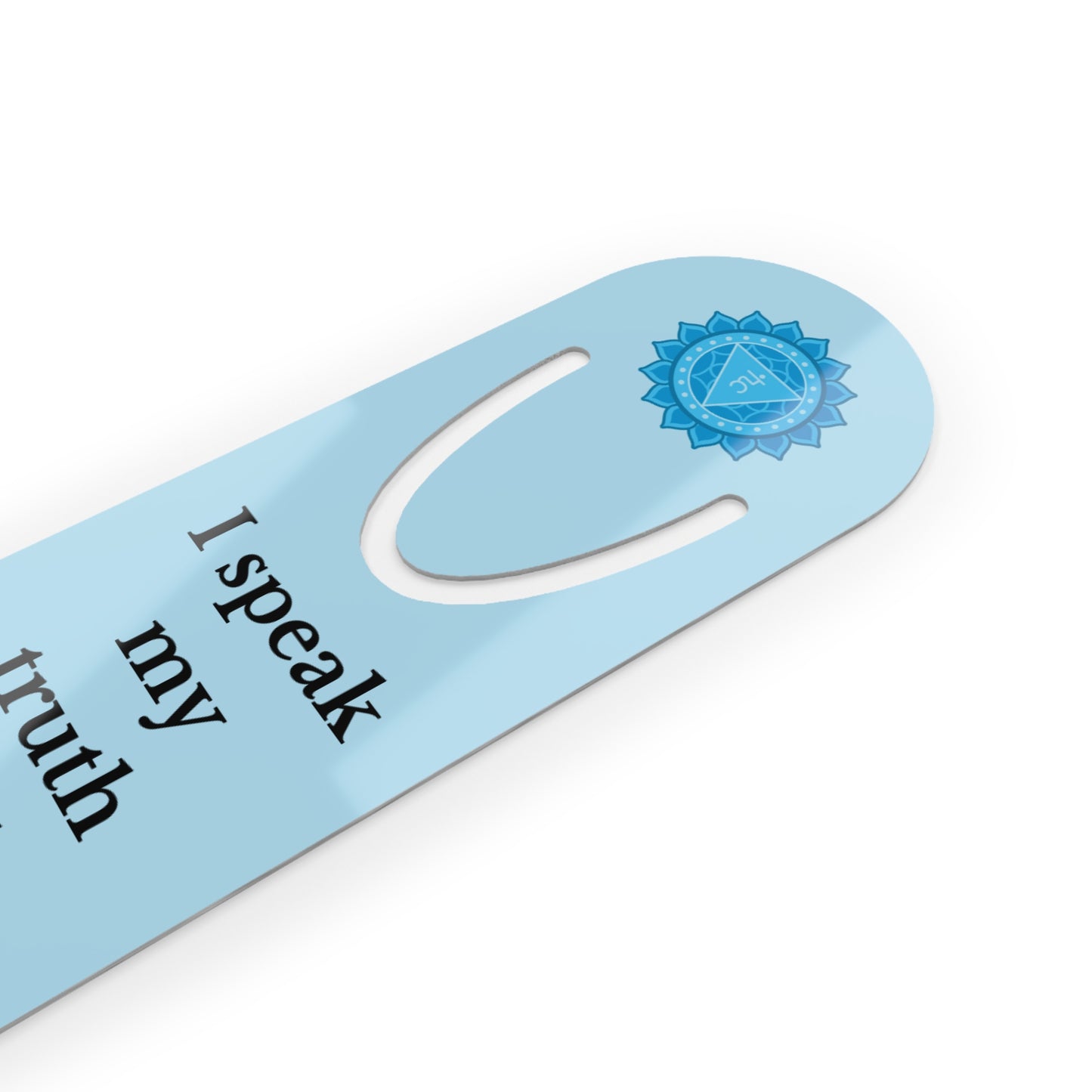 Throat Chakra Stainless Steel Bookmark – “I Speak My Truth with Grace”