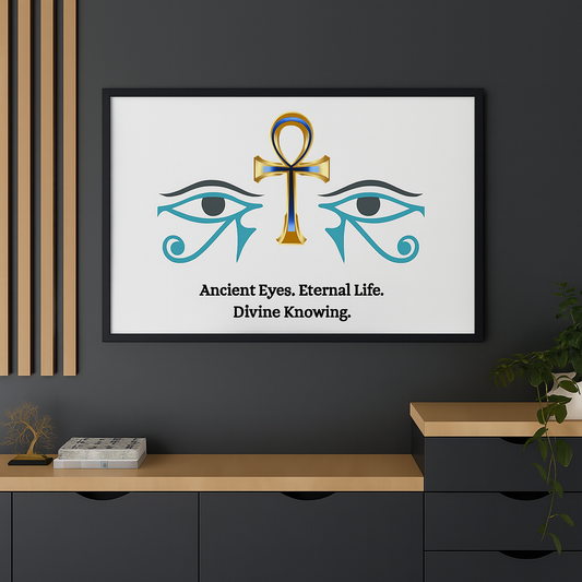Eternal Sight Wall Art – Eye of Horus, Eye of Ra & Ankh Sacred Geometry Canvas (Framed) 24x36 Horizontal