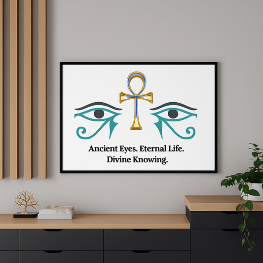 Eternal Sight Wall Art – Eye of Horus, Eye of Ra & Ankh Sacred Geometry Canvas (Framed) 24x36 Horizontal