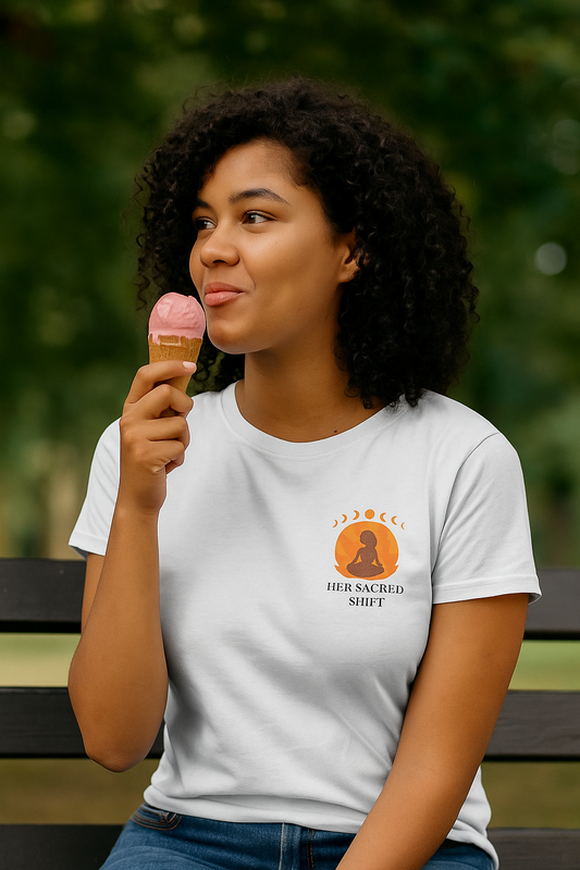 Her Sacred Shift Sacral Chakra Women’s Tee – Flow with Joy & Creativity
