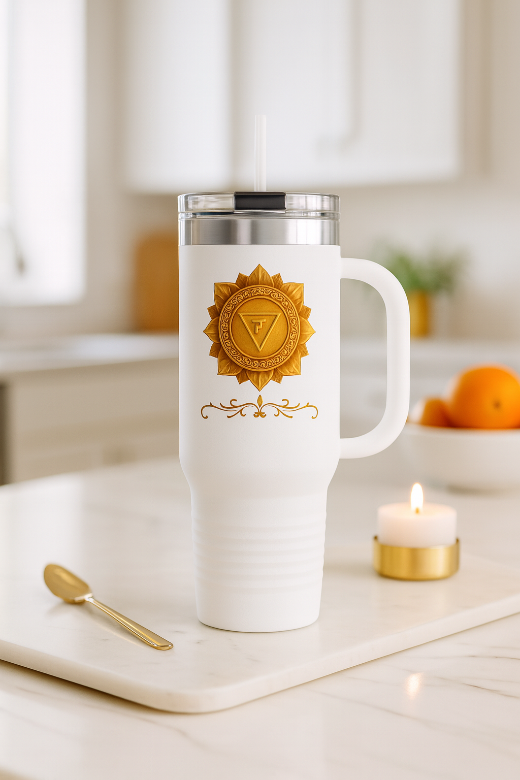 Solar Plexus Chakra 40oz Luxe Hydration Tumbler – Confidence & Power Edition