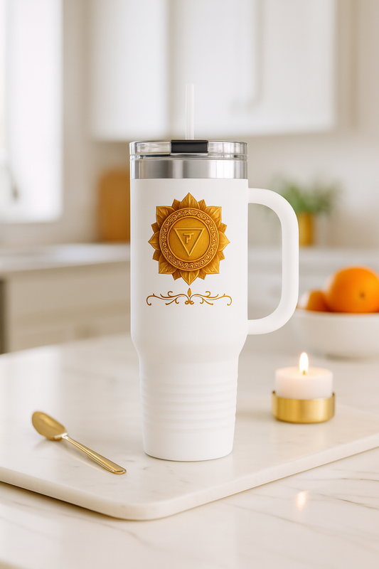 Solar Plexus Chakra 40oz Luxe Hydration Tumbler – Confidence & Power Edition