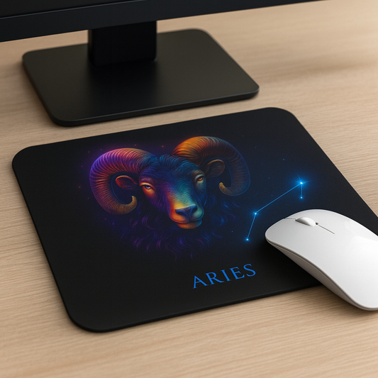 Aries Zodiac Mouse Pad – Cosmic Ram & Constellation Design