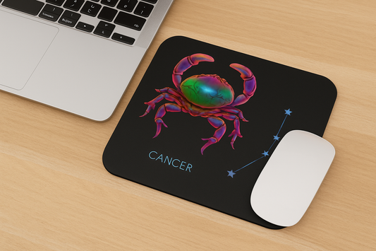 Cancer Zodiac Mouse Pad — Colorful Crab Constellation Desk Mat