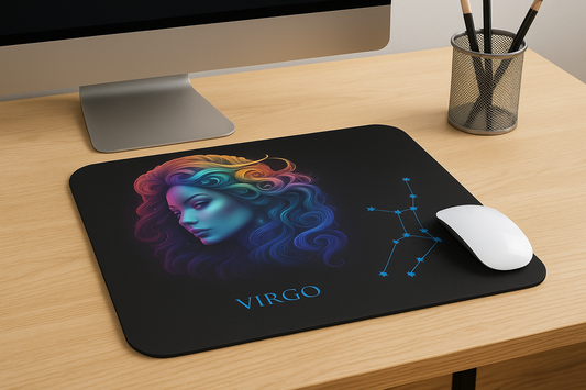 Virgo Zodiac Mouse Pad – Cosmic Maiden Art & Constellation Design