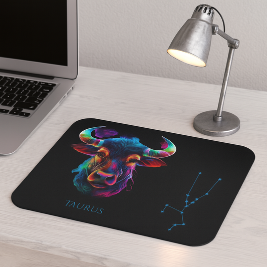 Taurus Zodiac Mouse Pad – Cosmic Bull Art & Constellation Design