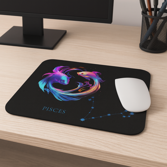 Pisces Zodiac Mouse Pad – Mystical Twin-Fish Art & Constellation Design