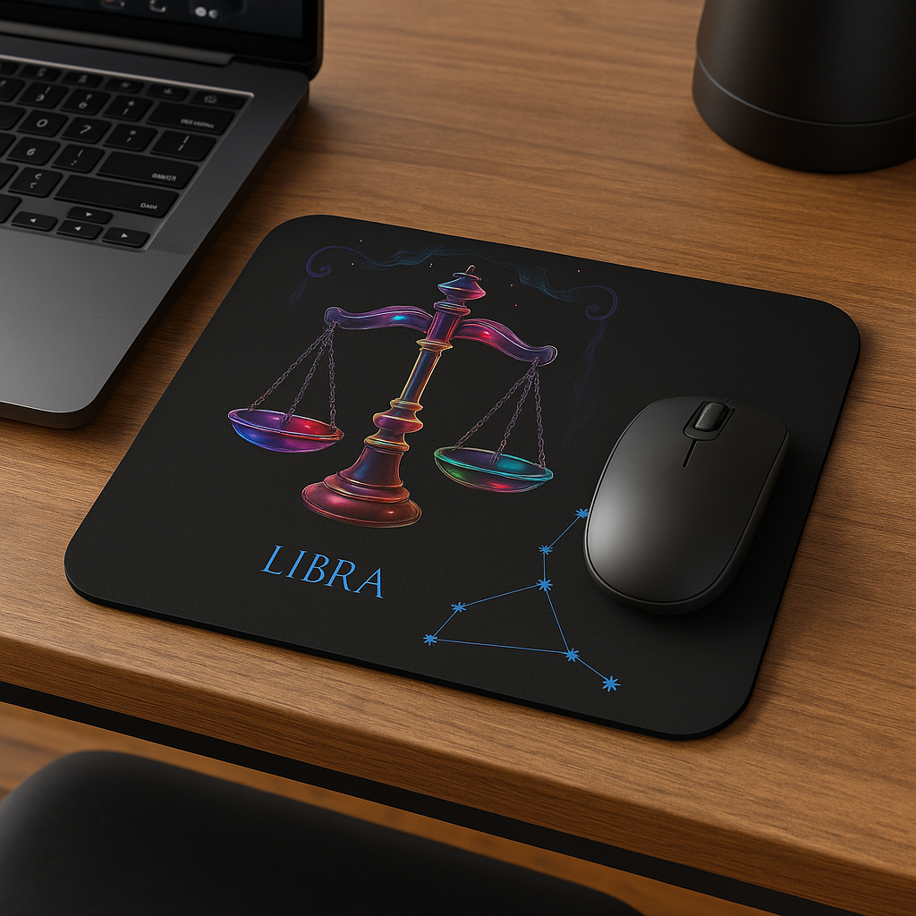 Libra Zodiac Mouse Pad – Cosmic Scales Art & Constellation Design