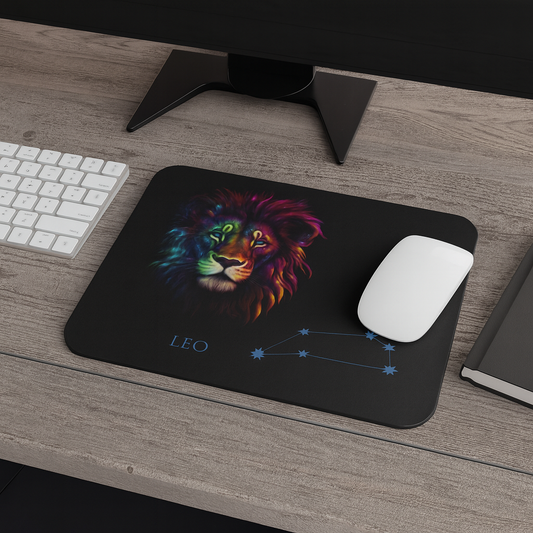 Leo Zodiac Mouse Pad – Cosmic Lion Art & Constellation Design
