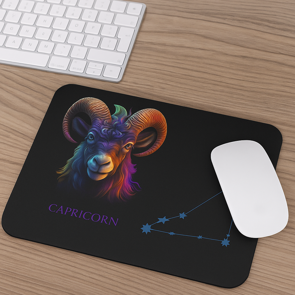 Capricorn Zodiac Mouse Pad – Cosmic Sea-Goat Art & Constellation Design