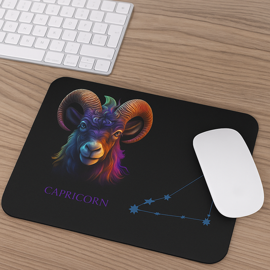 Capricorn Zodiac Mouse Pad – Cosmic Sea-Goat Art & Constellation Design