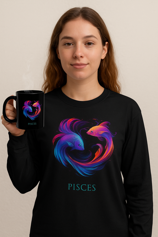 Pisces Long Sleeve Zodiac Tee – Identity & Intention Edition | Her Sacred Shift