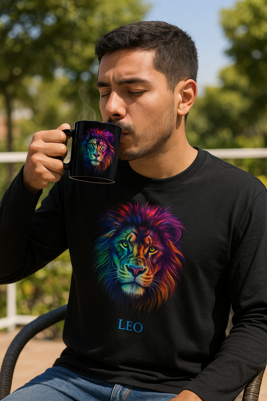 Leo Zodiac Long Sleeve T-Shirt – Bold Lion Energy Design