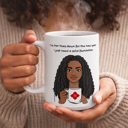 Root Chakra 2026 Animation Mug – “Ten Toes Down” | Grounded Energy Coffee Cup (11oz & 15oz)