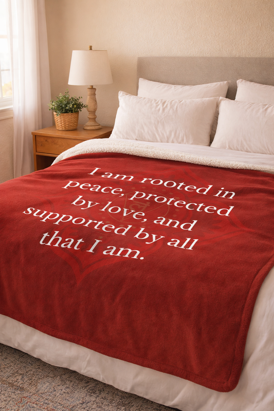 Root Chakra Premium Sherpa Blanket — Grounding, Stability & Sacred Support