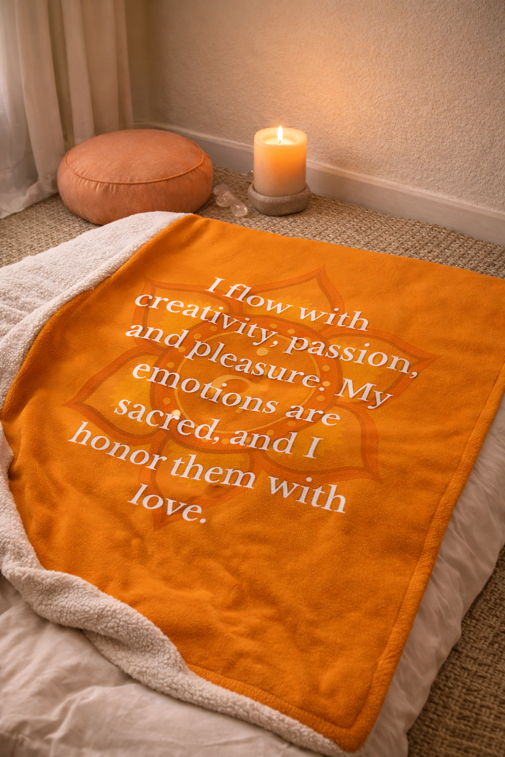 Sacral Chakra Premium Sherpa Blanket — Creativity, Passion & Emotional Flow