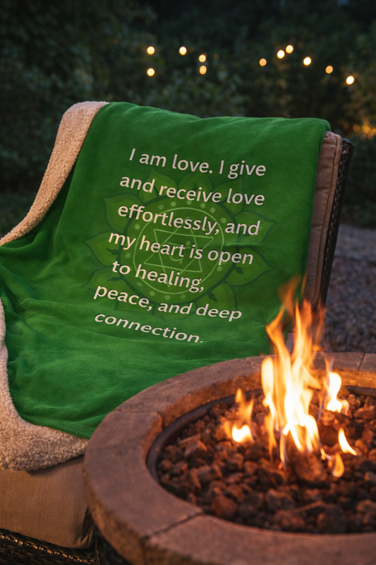 Heart Chakra Premium Sherpa Blanket — Love, Healing & Emotional Connection