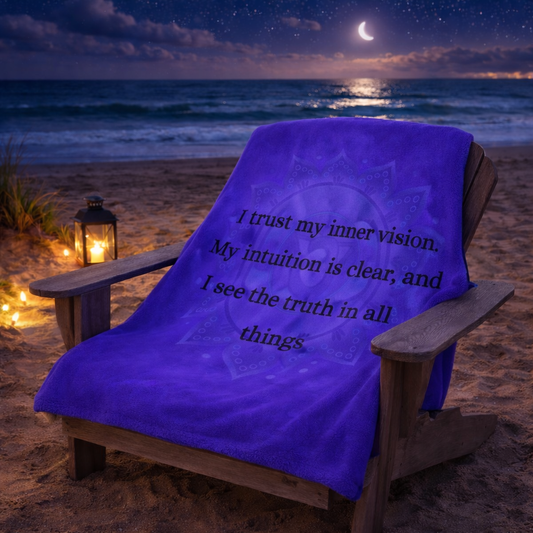 Third Eye Chakra Premium Sherpa Blanket — Intuition & Inner Vision Affirmation Throw | Ultra-Soft Spiritual Comfort Blanket