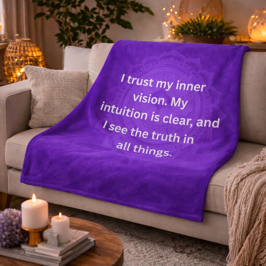 Crown Chakra Premium Sherpa Blanket – Spiritual Connection, Inner Peace & Divine Alignment Affirmation Throw