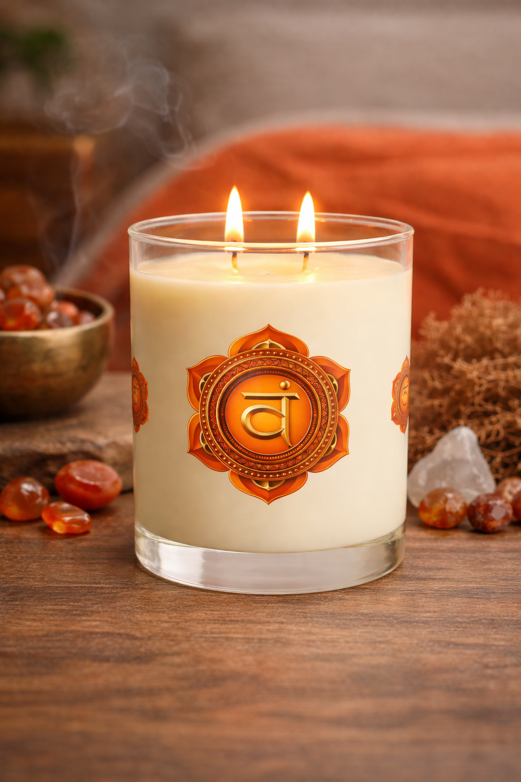 Sacral Chakra Ritual Candle – Creativity & Flow — 11oz Scented Glass Candle