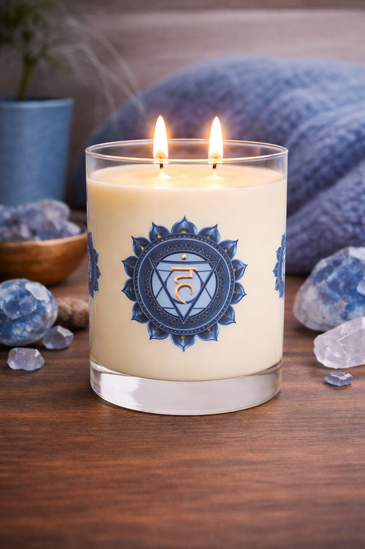 Throat Chakra Ritual Candle – Speak Your Truth with Clarity — 11oz Scented