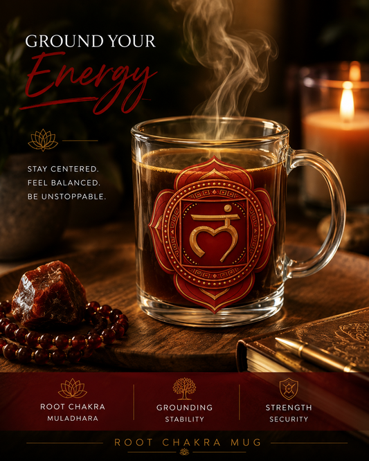 Root Chakra Ritual Glass Mug – Grounded Strength Edition | 10oz