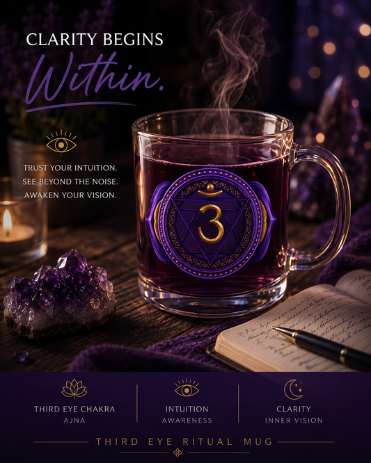 Third Eye Chakra Ritual Glass Mug – Intuitive Clarity Edition | 10oz