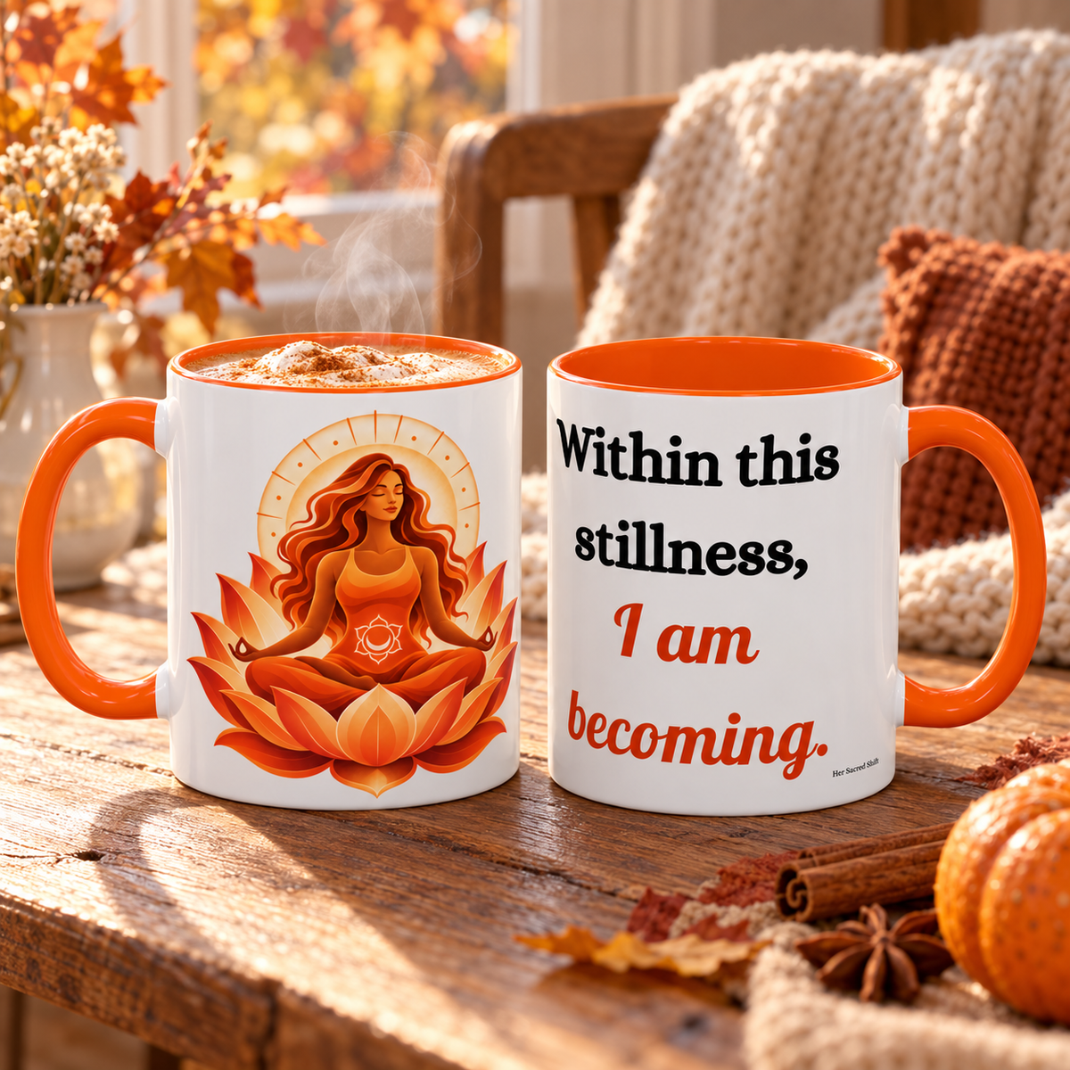 Sacred Becoming™ Sacral Chakra Mug — Quiet Reflection Edition | 11oz & 15oz.