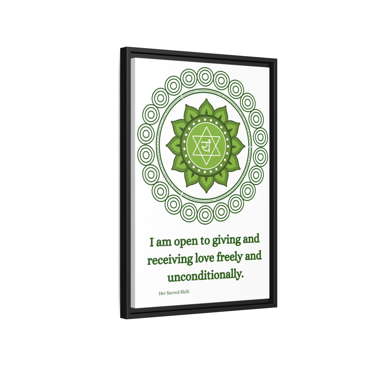 Heart Chakra Canvas – “Open to Love” Wall Art (Framed)