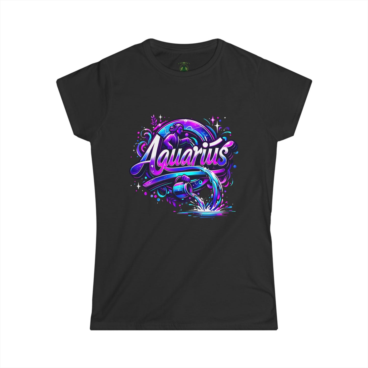 Aquarius Zodiac T-Shirt – Bold Black & White Design 1