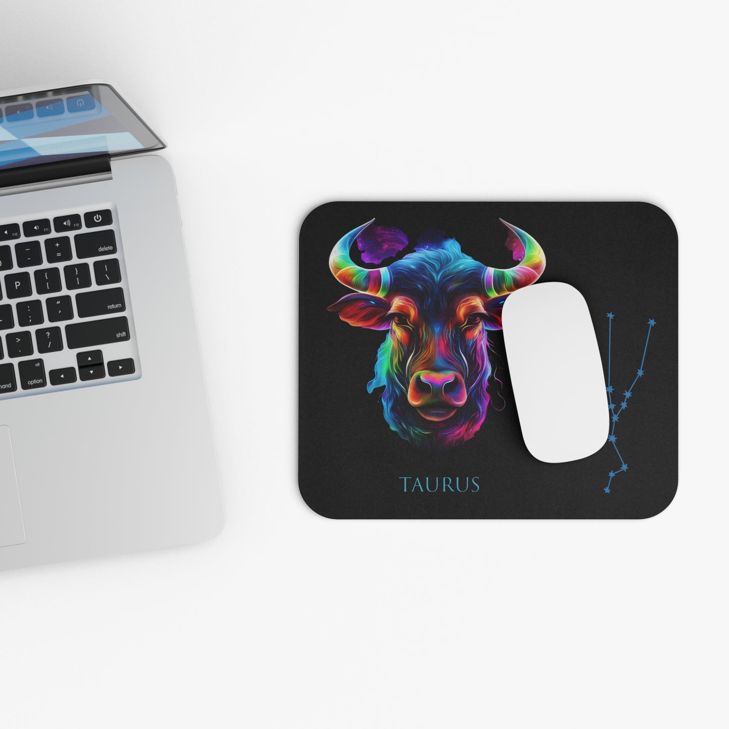 Taurus Zodiac Mouse Pad – Cosmic Bull Art & Constellation Design