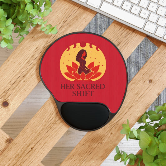 Her Sacred Shift Root Chakra Mouse Pad with Wrist Rest — Grounded Strength Edition
