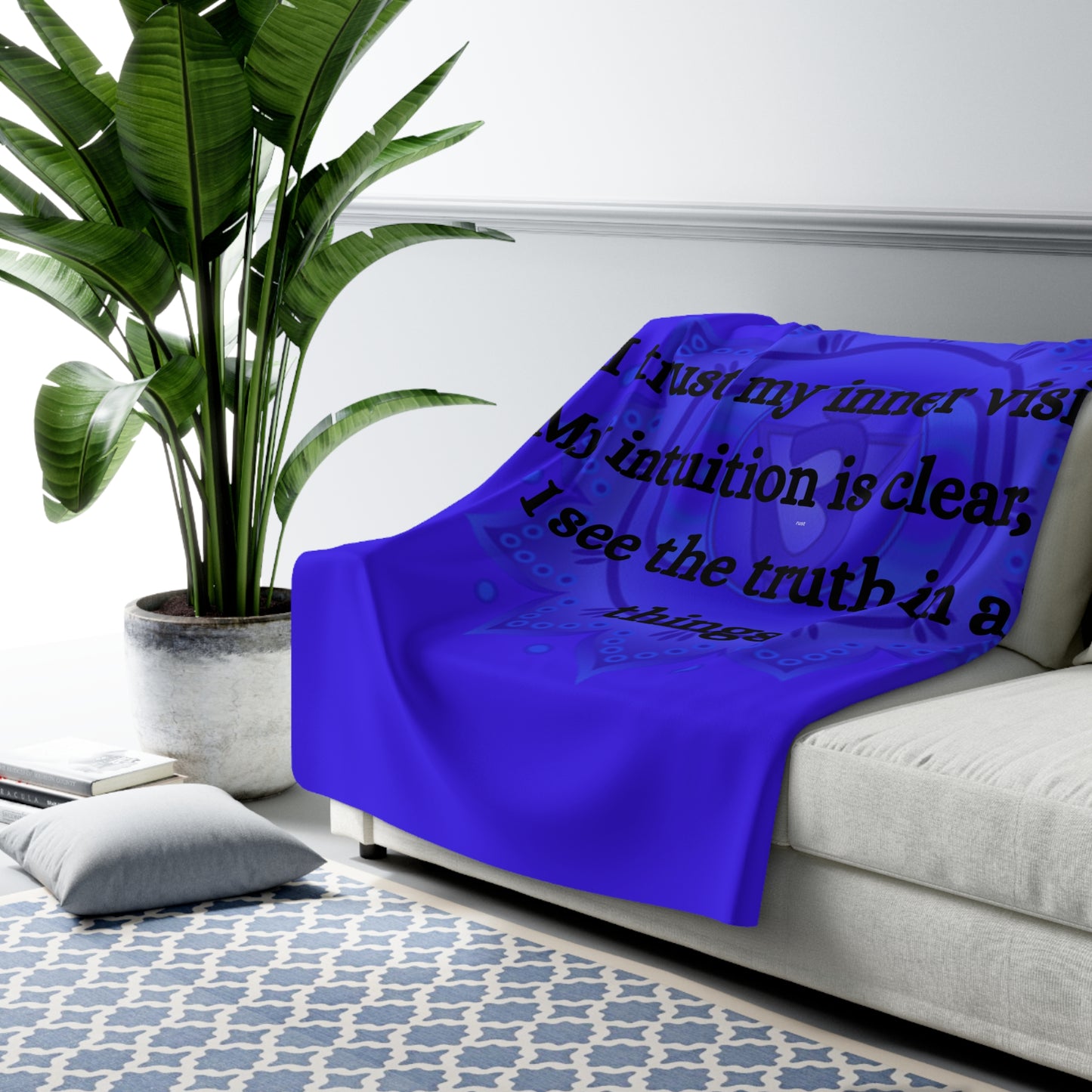 Third Eye Chakra Premium Sherpa Blanket — Intuition & Inner Vision Affirmation Throw | Ultra-Soft Spiritual Comfort Blanket
