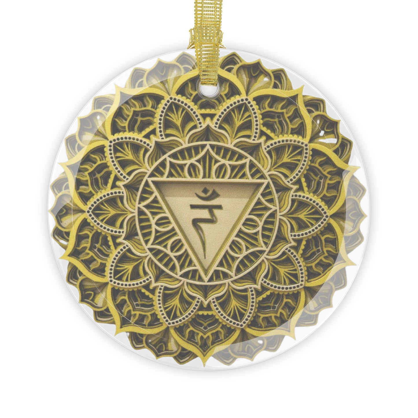 Solar Plexus Chakra Mandala Design Glass Ornaments- Handmade