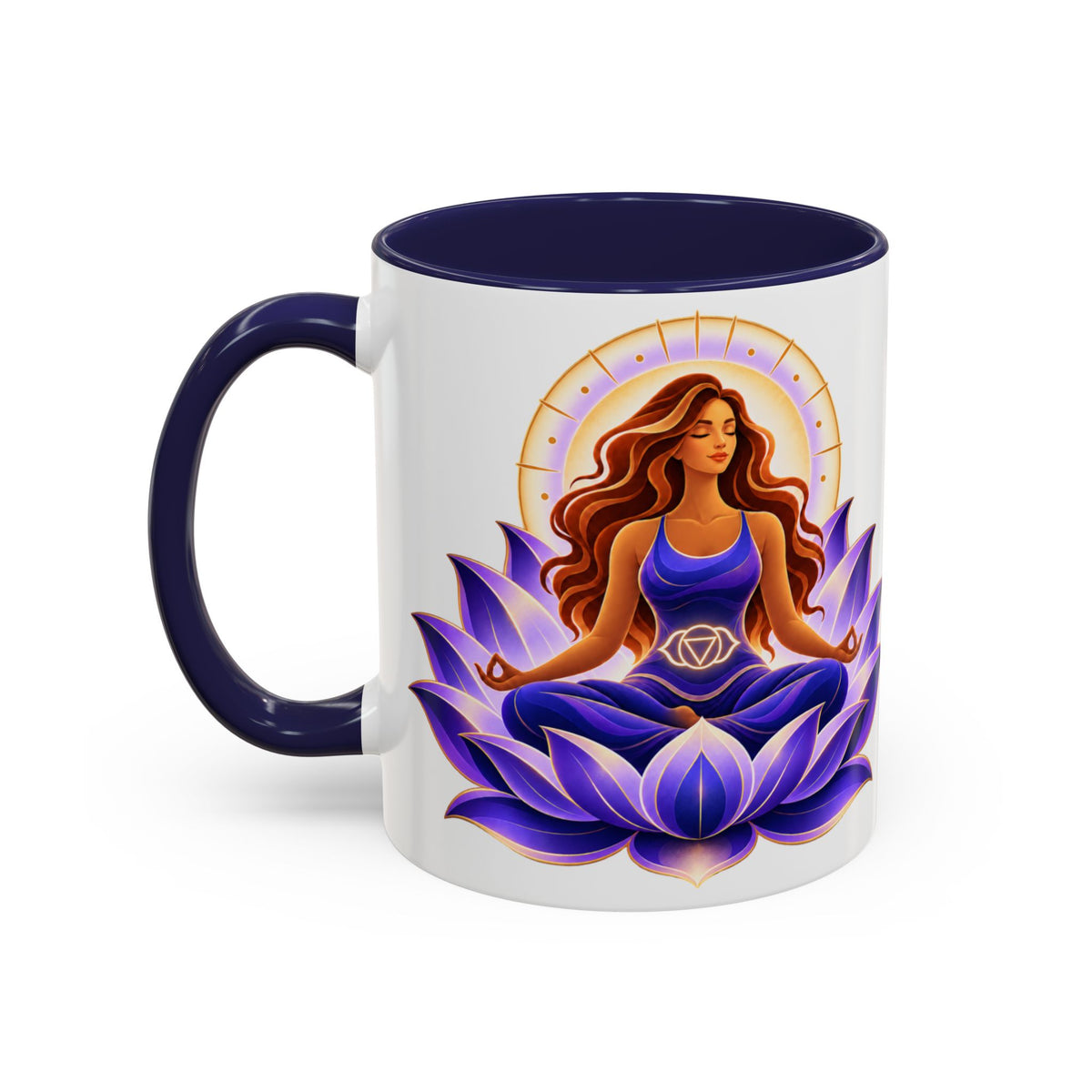 Third Eye Chakra Affirmation Mug - "I Am Becoming" Spiritual Lotus Design (11/15 oz.)