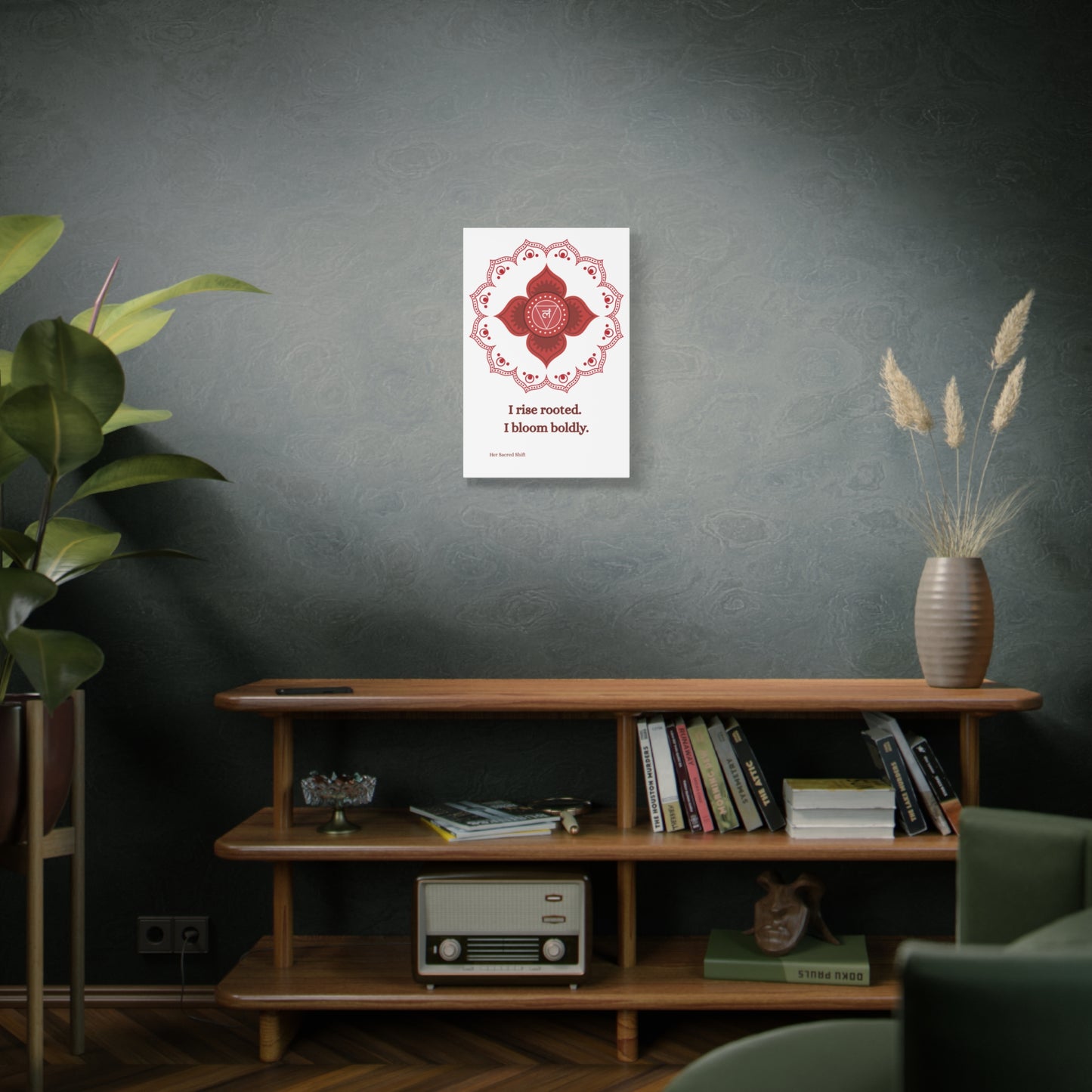Root Chakra Canvas – “I Rise Rooted” Wall Art (Unframed)