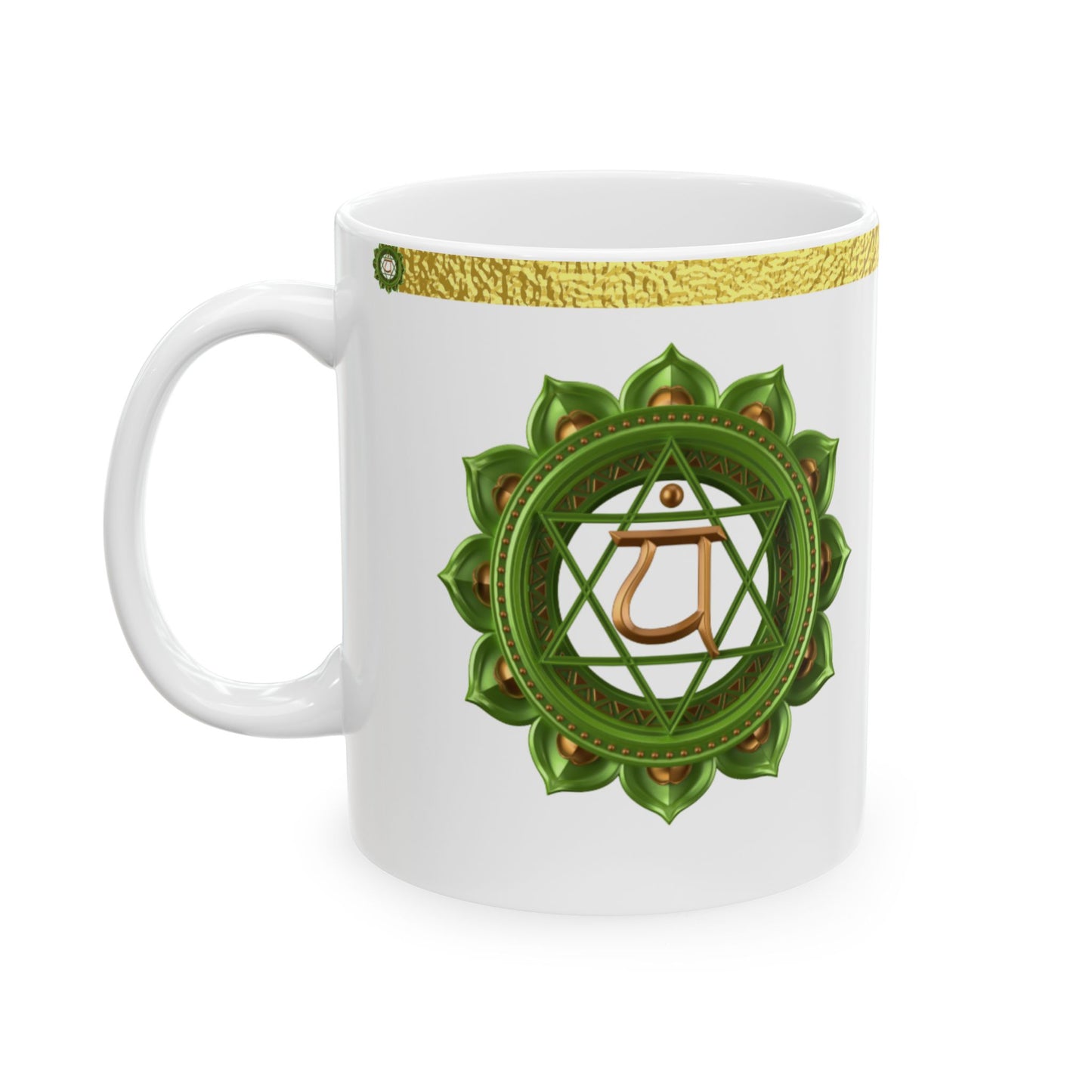 Heart Chakra Mug – Open in Love & Harmony (Golden Collection, 11oz)