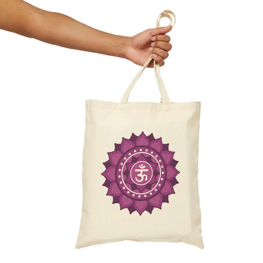 Crown Chakra Cotton Canvas Tote – “I Am Divinely Guided”