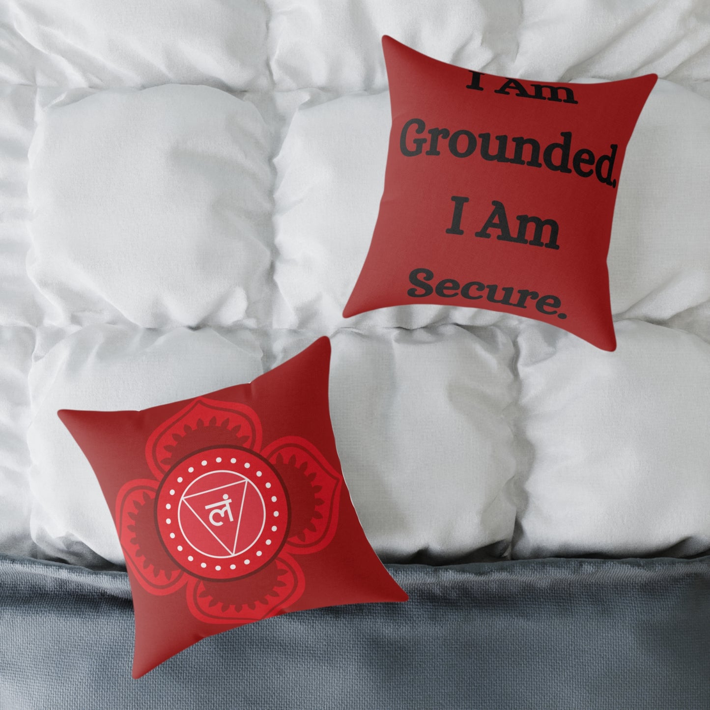 Root Chakra Throw Pillow – I Am Grounded, I Am Secure - Full Color