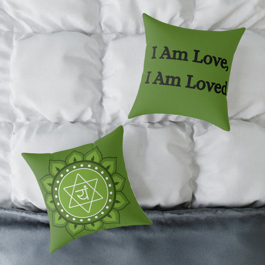 Heart Chakra Throw Pillow – I Am Love, I Am Loved - Full Color