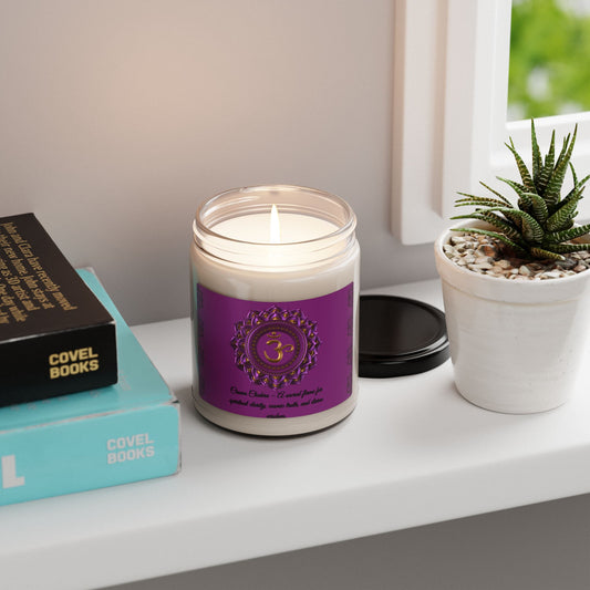 Crown Chakra Candle – White Sage + Lavender Scented Soy Candle, 9oz
