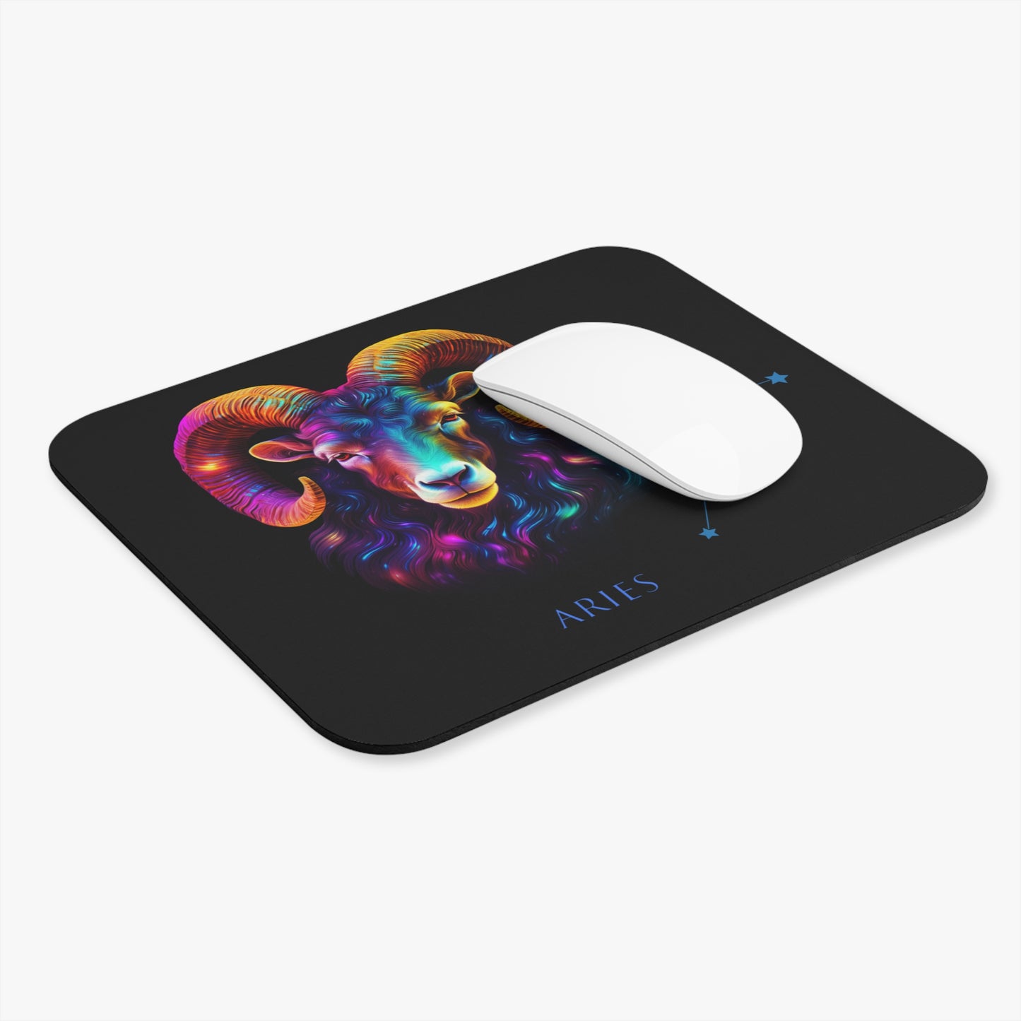 Aries Zodiac Mouse Pad – Cosmic Ram & Constellation Design