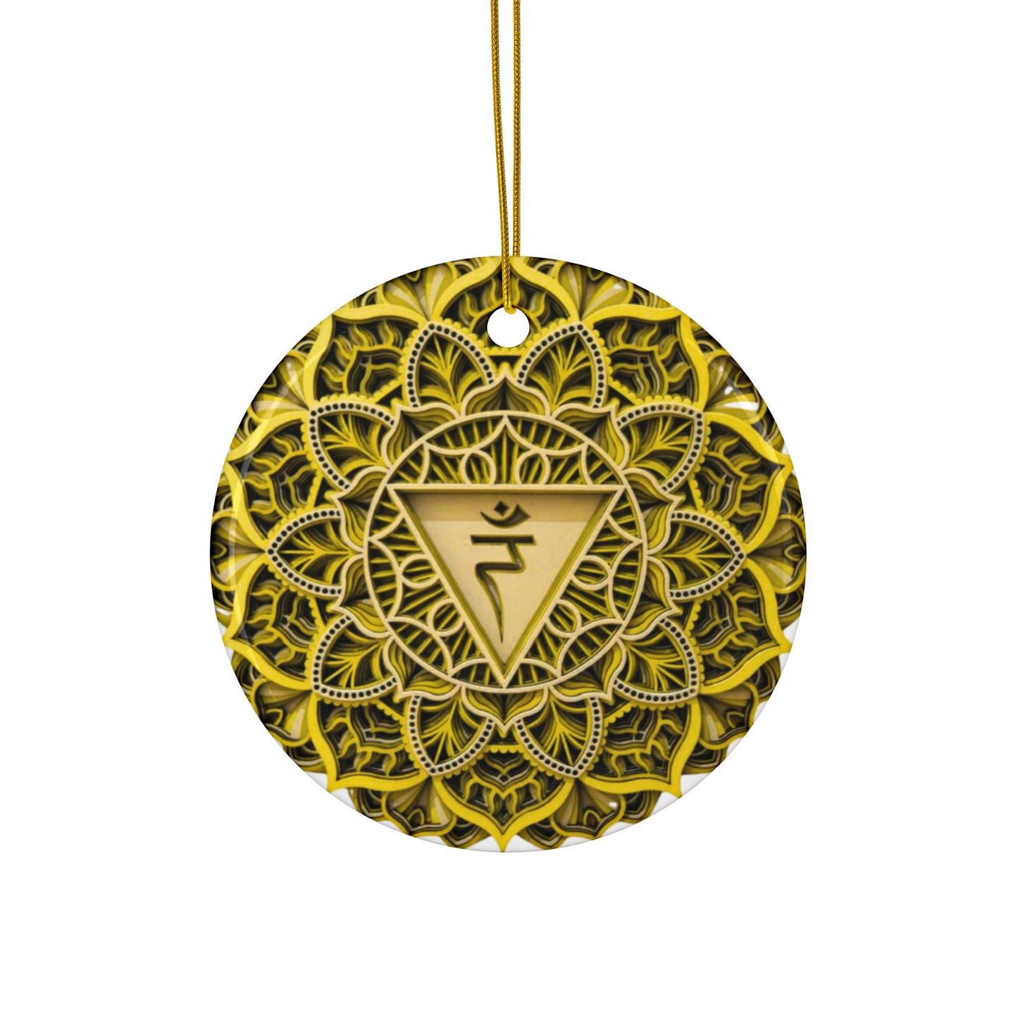 Solar Plexus Mandala Design Ceramic Ornaments
