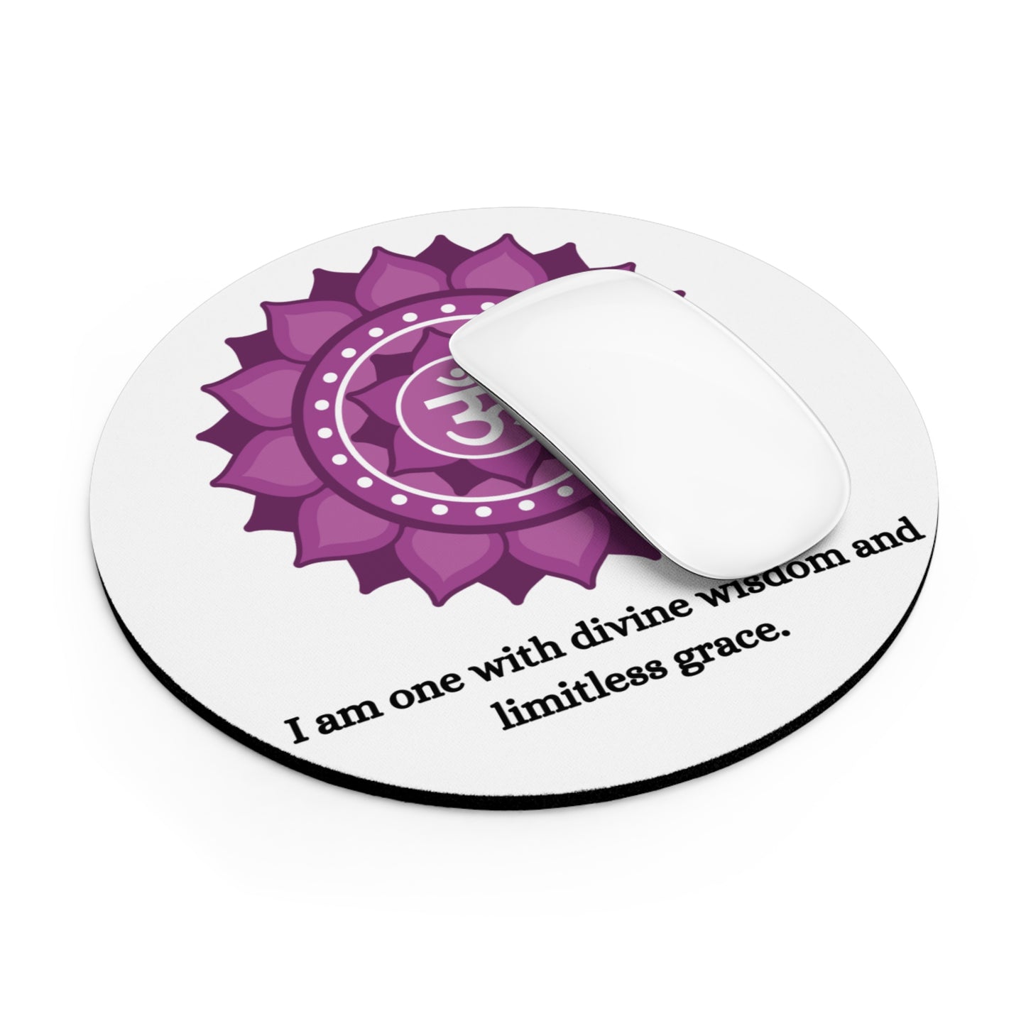 Crown Chakra Mouse Pad – Sahasrara Symbol with Spiritual Alignment Affirmation