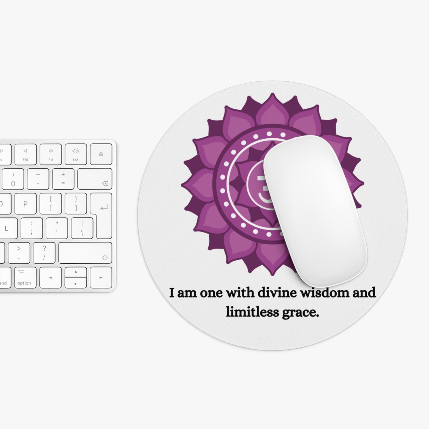 Crown Chakra Mouse Pad – Sahasrara Symbol with Spiritual Alignment Affirmation