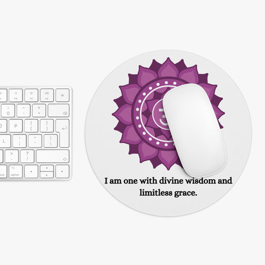 Crown Chakra Mouse Pad – Sahasrara Symbol with Spiritual Alignment Affirmation